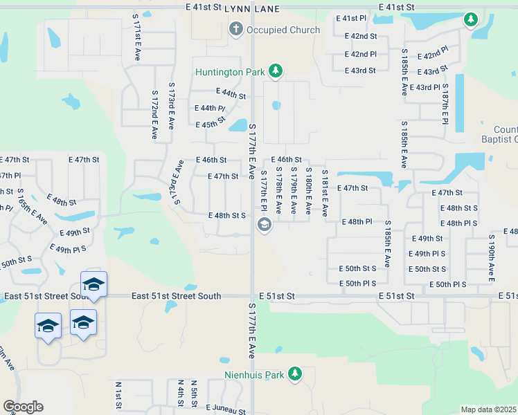 map of restaurants, bars, coffee shops, grocery stores, and more near 4718 East 47th Street in Tulsa