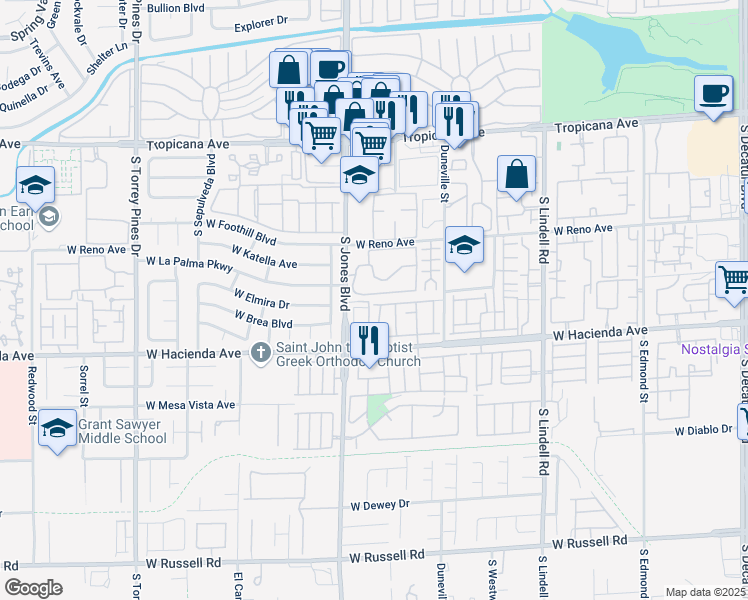 map of restaurants, bars, coffee shops, grocery stores, and more near 5998 Greenery View Lane in Las Vegas