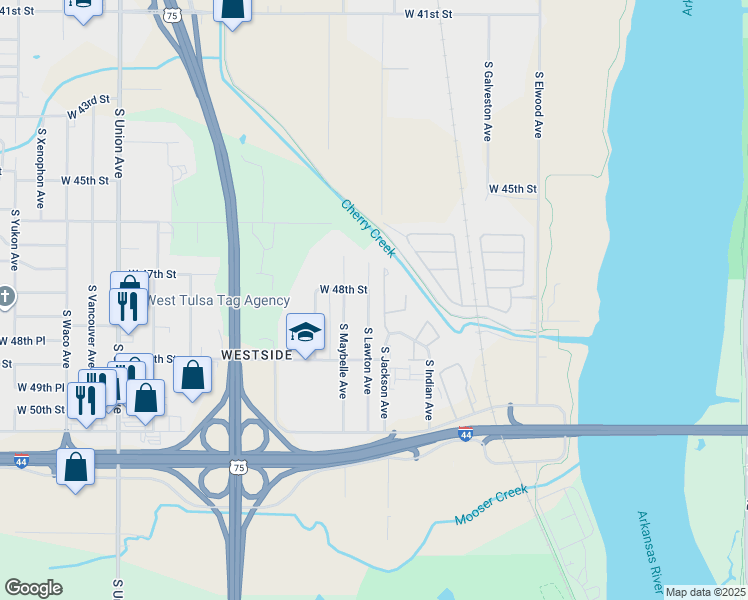 map of restaurants, bars, coffee shops, grocery stores, and more near 4809 South Lawton Avenue in Tulsa