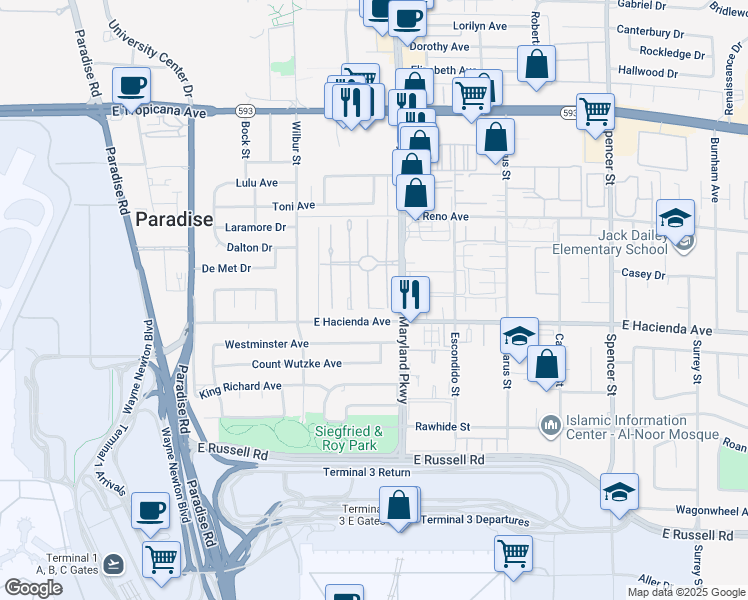 map of restaurants, bars, coffee shops, grocery stores, and more near 5225 Golden Lane in Las Vegas