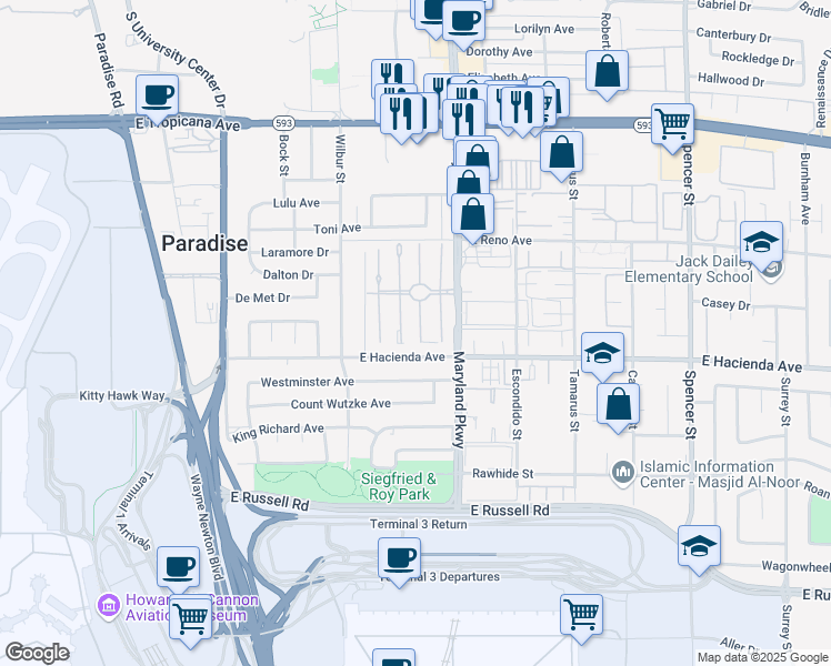 map of restaurants, bars, coffee shops, grocery stores, and more near 5225 Golden Lane in Las Vegas