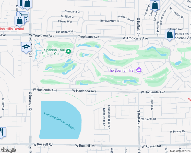 map of restaurants, bars, coffee shops, grocery stores, and more near 8220 Round Hills Circle in Las Vegas