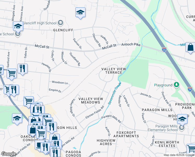 map of restaurants, bars, coffee shops, grocery stores, and more near 421 Cathy Jo Cir in Nashville