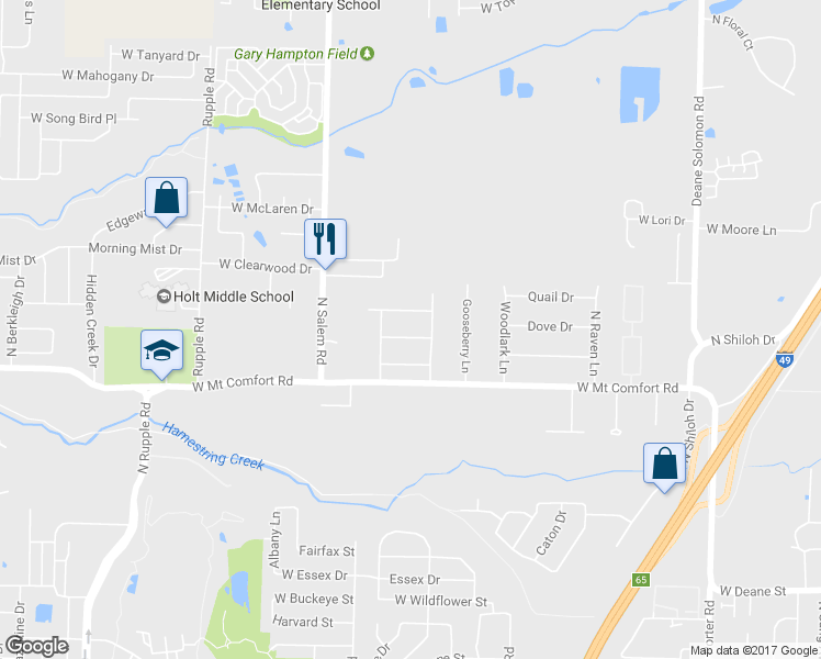 map of restaurants, bars, coffee shops, grocery stores, and more near 3198 West Thornebrook Street in Fayetteville