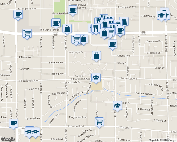 map of restaurants, bars, coffee shops, grocery stores, and more near 5259 Caspian Springs Drive in Las Vegas