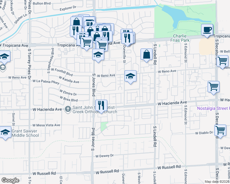 map of restaurants, bars, coffee shops, grocery stores, and more near 5920 Greenery View Lane in Las Vegas