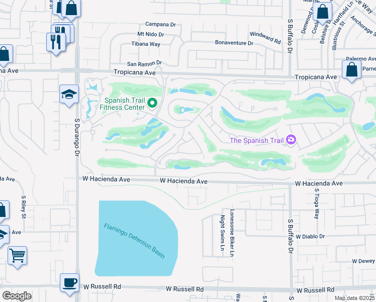 map of restaurants, bars, coffee shops, grocery stores, and more near 8116 Round Hills Circle in Las Vegas