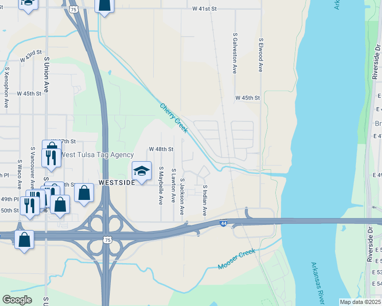 map of restaurants, bars, coffee shops, grocery stores, and more near 4809 South Lawton Avenue in Tulsa