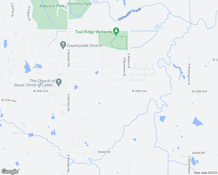 map of restaurants, bars, coffee shops, grocery stores, and more near 2512 Teal Street in Stillwater