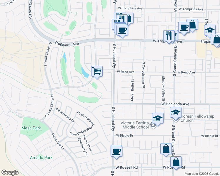 map of restaurants, bars, coffee shops, grocery stores, and more near 5207 Progresso Street in Las Vegas