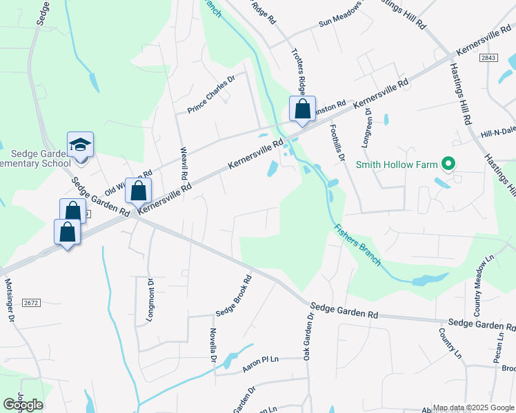 map of restaurants, bars, coffee shops, grocery stores, and more near 779 Oxbow Lane in Kernersville