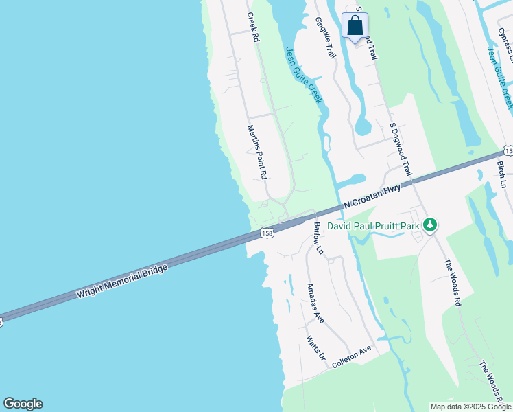 map of restaurants, bars, coffee shops, grocery stores, and more near 1002 Martins Point Road in Southern Shores