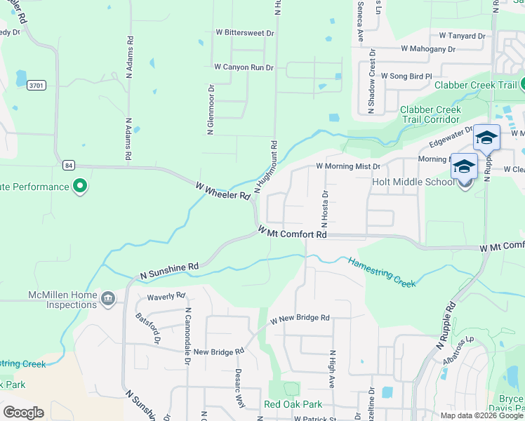 map of restaurants, bars, coffee shops, grocery stores, and more near 2311 North Cornwall Avenue in Fayetteville