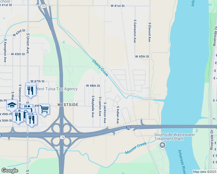 map of restaurants, bars, coffee shops, grocery stores, and more near 4809 South Lawton Avenue in Tulsa