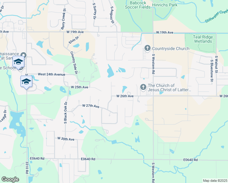 map of restaurants, bars, coffee shops, grocery stores, and more near 2523 South August Street in Stillwater