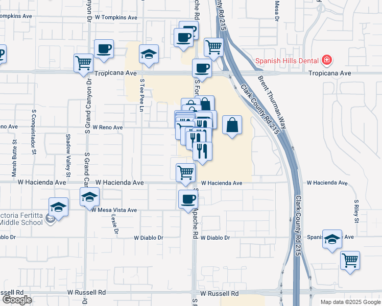 map of restaurants, bars, coffee shops, grocery stores, and more near 5105 South Fort Apache Road in Las Vegas