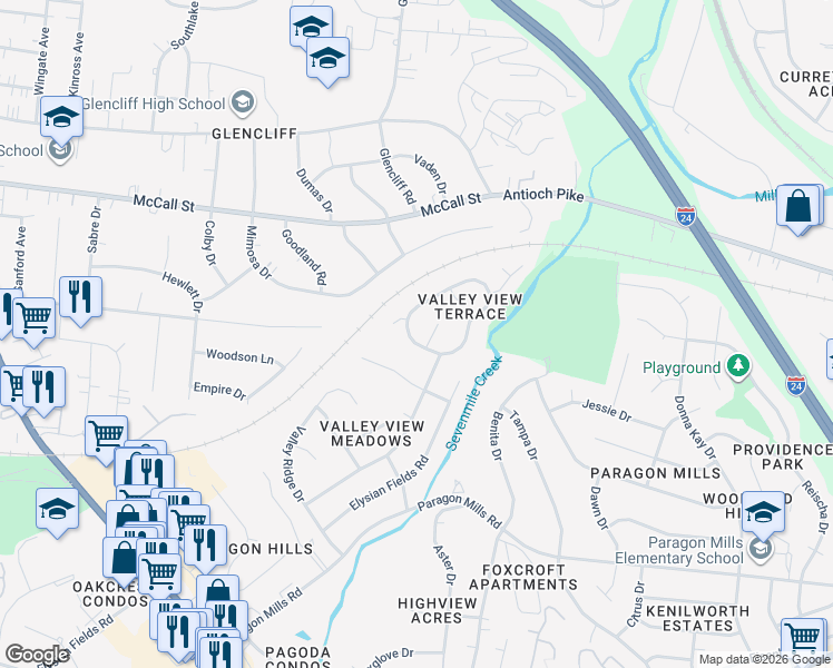 map of restaurants, bars, coffee shops, grocery stores, and more near 421 Cathy Jo Circle in Nashville