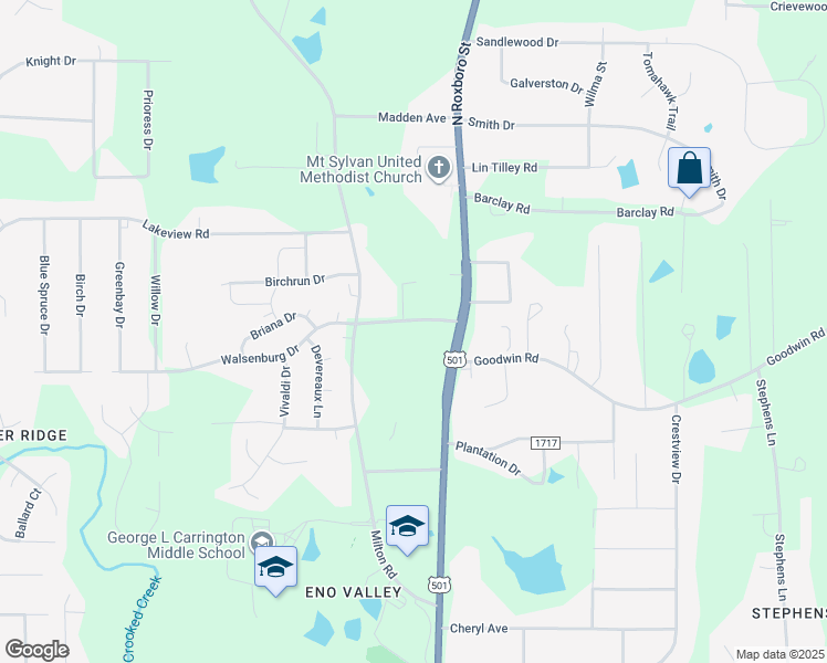 map of restaurants, bars, coffee shops, grocery stores, and more near 117 Tom Wilkinson Road in Durham