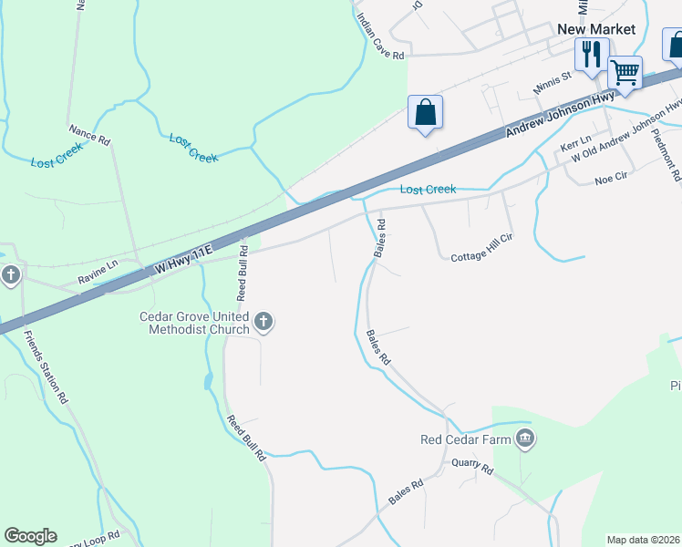 map of restaurants, bars, coffee shops, grocery stores, and more near 824 Golf Course Way in New Market
