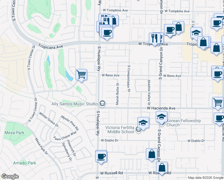 map of restaurants, bars, coffee shops, grocery stores, and more near 10137 Walhalla Plateau Court in Las Vegas