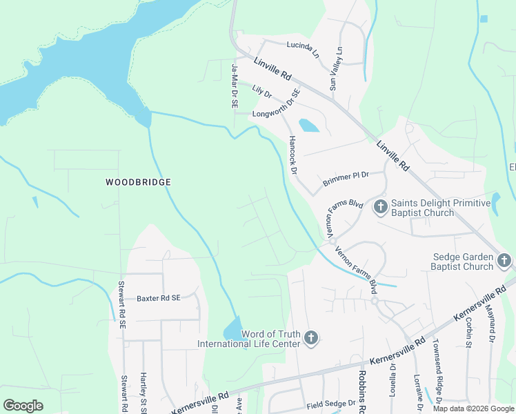 map of restaurants, bars, coffee shops, grocery stores, and more near 454-460 Hancock Drive in Kernersville