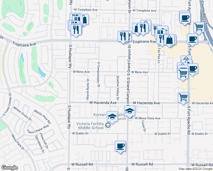 map of restaurants, bars, coffee shops, grocery stores, and more near 9954 Shadymill Avenue in Las Vegas