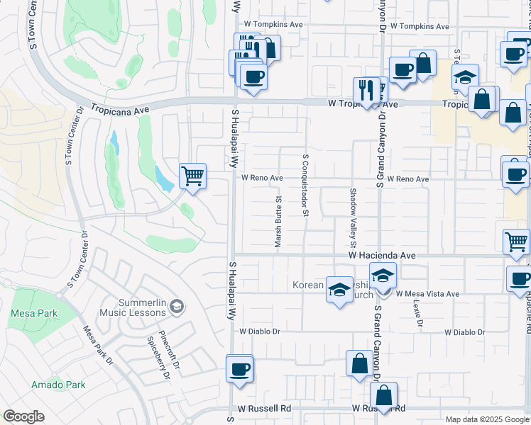 map of restaurants, bars, coffee shops, grocery stores, and more near 10106 Walhalla Plateau Court in Las Vegas