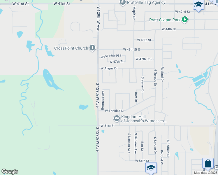map of restaurants, bars, coffee shops, grocery stores, and more near 703 East 64th Street in Sand Springs