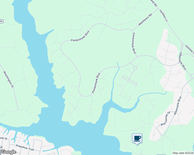 map of restaurants, bars, coffee shops, grocery stores, and more near 567 Pasquotank Blvd in Hertford
