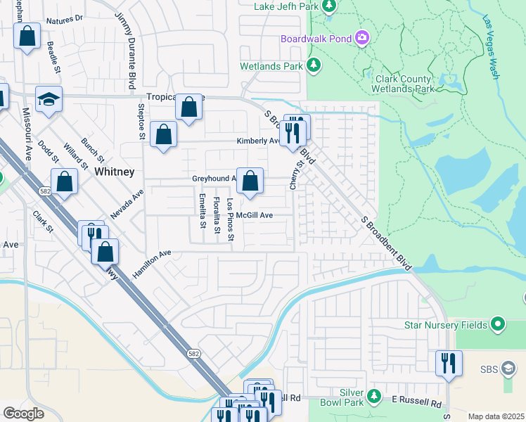 map of restaurants, bars, coffee shops, grocery stores, and more near 6471 Brook Cottage Lane in Las Vegas