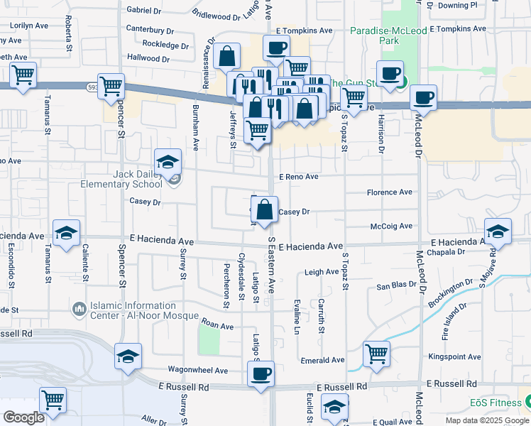 map of restaurants, bars, coffee shops, grocery stores, and more near in Paradise