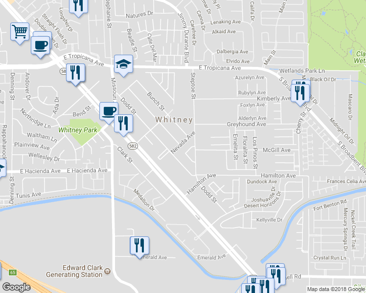 map of restaurants, bars, coffee shops, grocery stores, and more near 5252 Nevada Avenue in Las Vegas