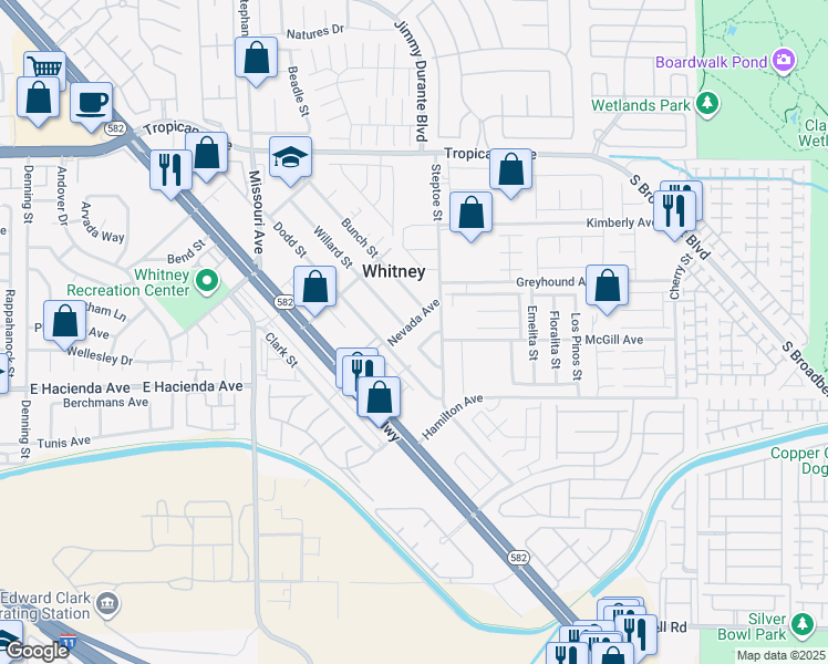 map of restaurants, bars, coffee shops, grocery stores, and more near 5252 Nevada Avenue in Las Vegas