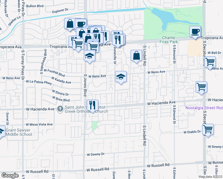 map of restaurants, bars, coffee shops, grocery stores, and more near 5814 Greenery View Lane in Las Vegas