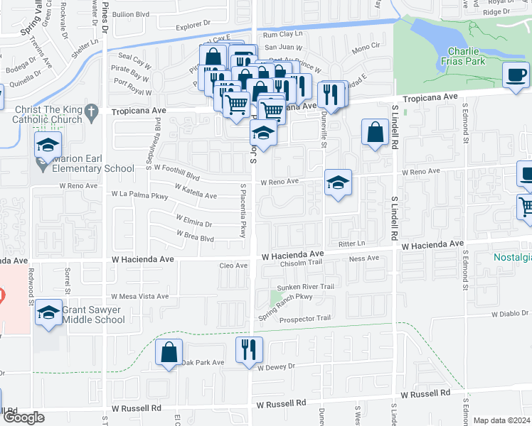 map of restaurants, bars, coffee shops, grocery stores, and more near 5998 Greenery View Lane in Las Vegas