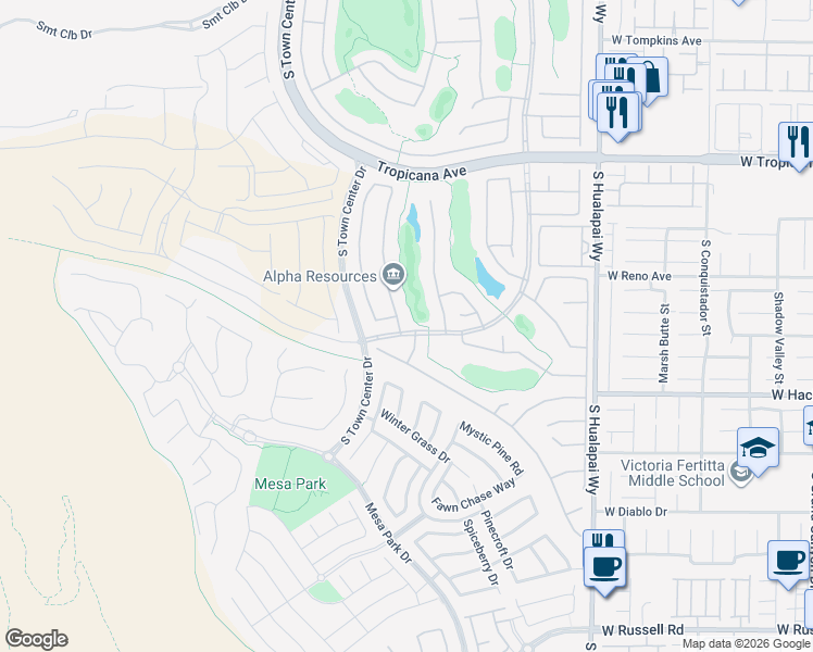 map of restaurants, bars, coffee shops, grocery stores, and more near 5196 Alfingo Street in Las Vegas