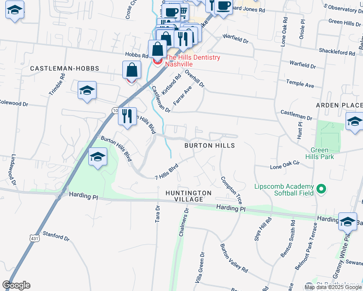 map of restaurants, bars, coffee shops, grocery stores, and more near 324 Boxmere Place in Nashville