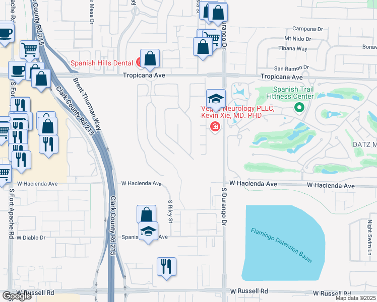 map of restaurants, bars, coffee shops, grocery stores, and more near 5170 Rustic Ridge Drive in Las Vegas