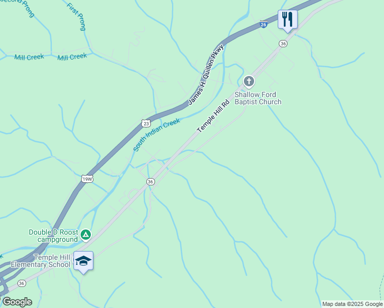 map of restaurants, bars, coffee shops, grocery stores, and more near 797 Old Highway Road in Erwin