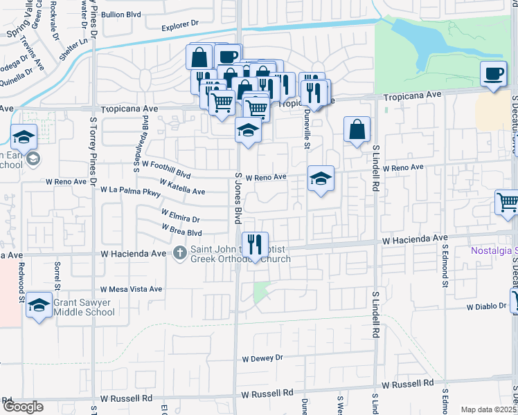 map of restaurants, bars, coffee shops, grocery stores, and more near 5998 Greenery View Lane in Las Vegas