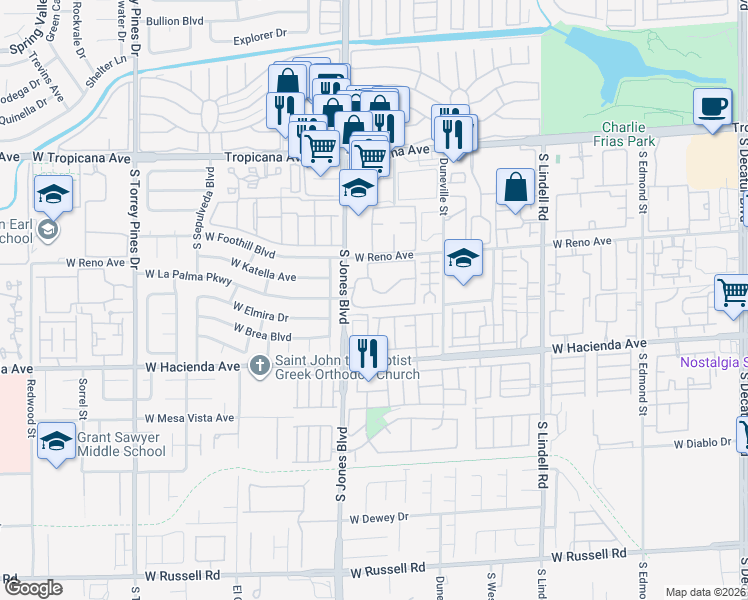map of restaurants, bars, coffee shops, grocery stores, and more near 5998 Greenery View Lane in Las Vegas