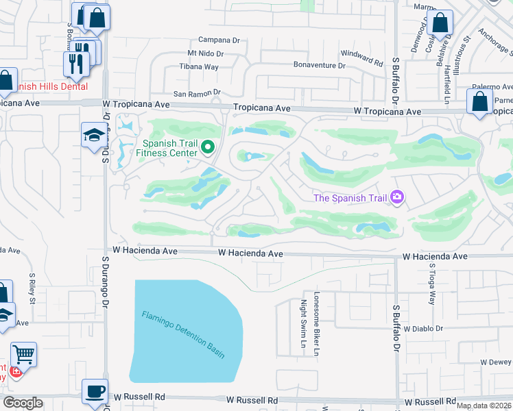 map of restaurants, bars, coffee shops, grocery stores, and more near 8116 Round Hills Circle in Las Vegas