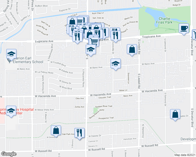 map of restaurants, bars, coffee shops, grocery stores, and more near 5998 Greenery View Lane in Las Vegas
