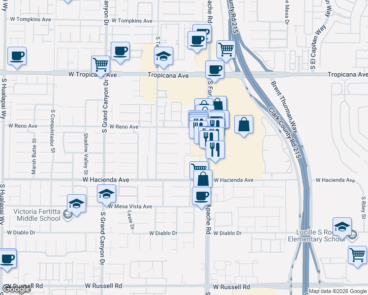 map of restaurants, bars, coffee shops, grocery stores, and more near 9476 West Ali Baba Lane in Las Vegas