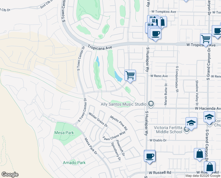 map of restaurants, bars, coffee shops, grocery stores, and more near 10424 Sofferto Avenue in Las Vegas