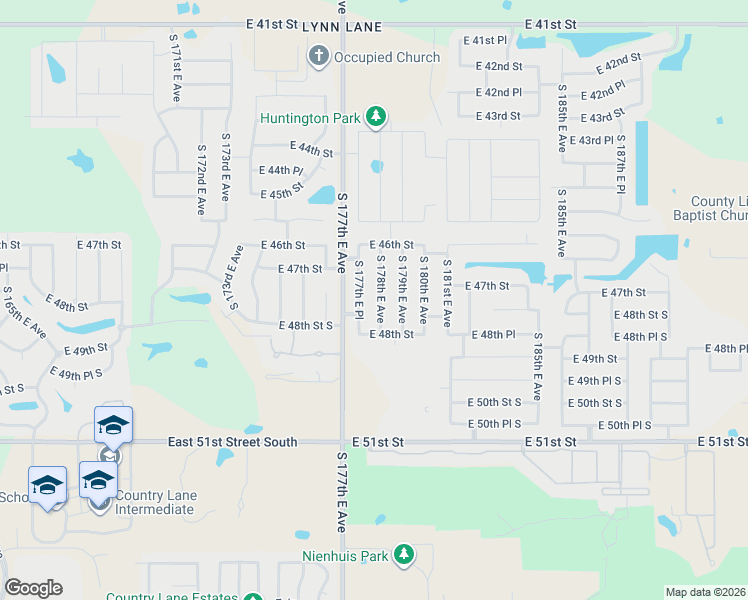 map of restaurants, bars, coffee shops, grocery stores, and more near 4718 South 178th East Avenue in Tulsa