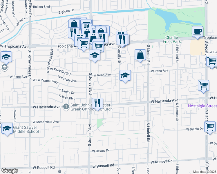 map of restaurants, bars, coffee shops, grocery stores, and more near 5920 Greenery View Lane in Las Vegas