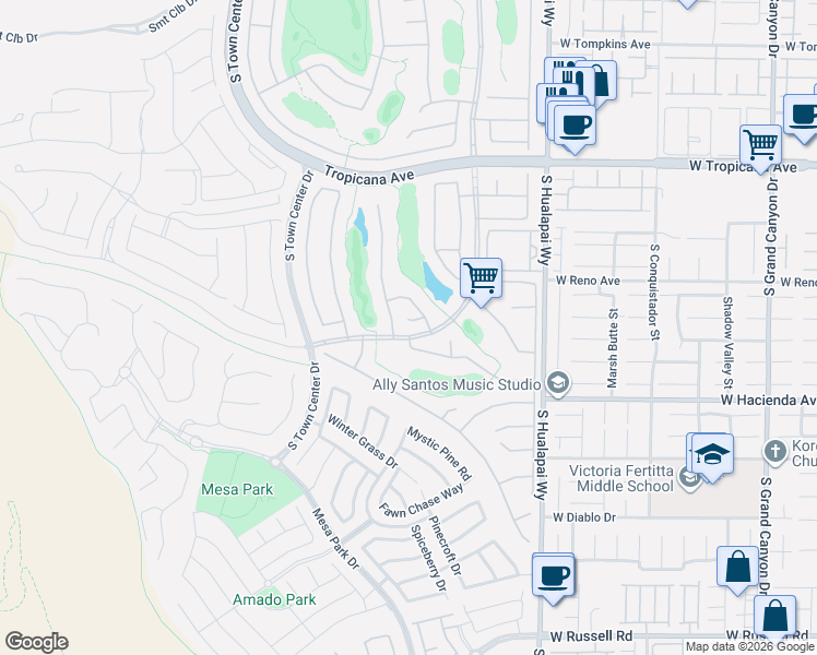 map of restaurants, bars, coffee shops, grocery stores, and more near 10424 Sofferto Avenue in Las Vegas