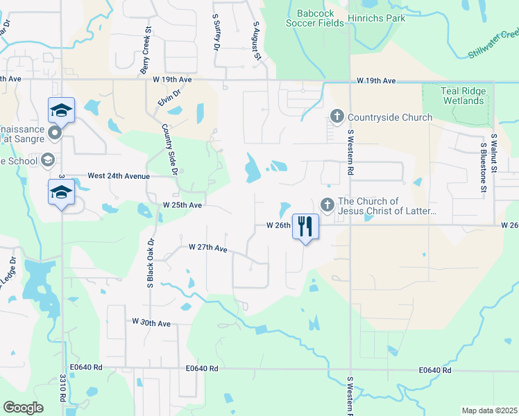 map of restaurants, bars, coffee shops, grocery stores, and more near 2523 South August Street in Stillwater