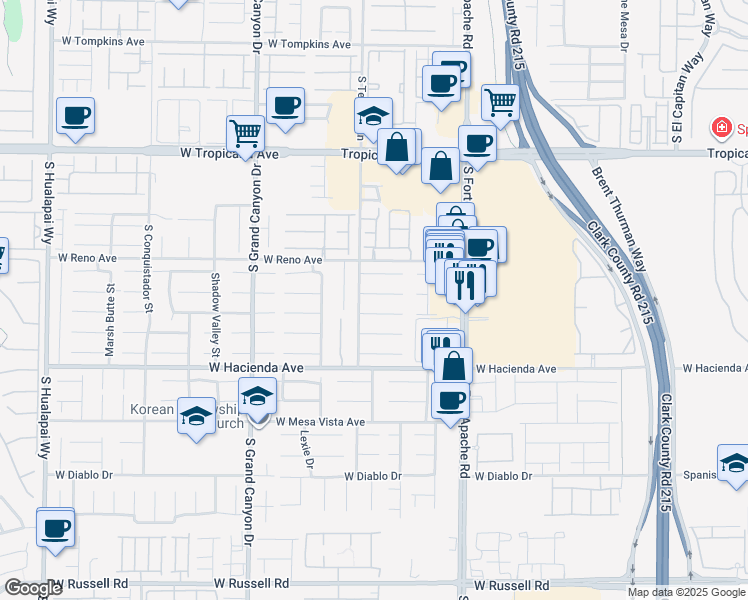 map of restaurants, bars, coffee shops, grocery stores, and more near 9573 Ancala Hollow Court in Las Vegas